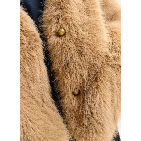 Essentiel Antwerp Brown faux fur jacket - Essentiel Antwerp Jackets - Colorful Belgian Design - Shop at Luxury Shoes 