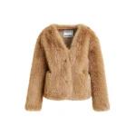Essentiel Antwerp Brown faux fur jacket - Essentiel Antwerp Jackets - Colorful Belgian Design - Shop at Luxury Shoes 