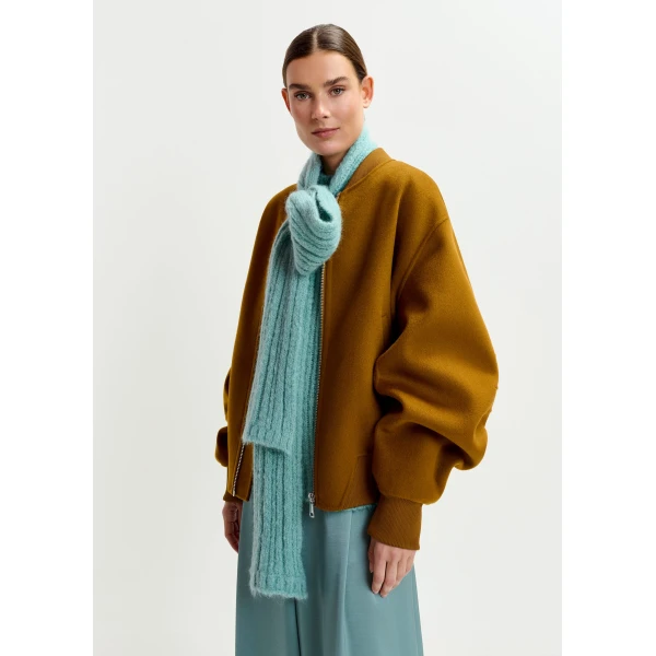 Essentiel Antwerp Brown oversized wool bomber jacket - Essentiel Antwerp Jackets - Colorful Belgian Design - Shop at Luxury Shoes 