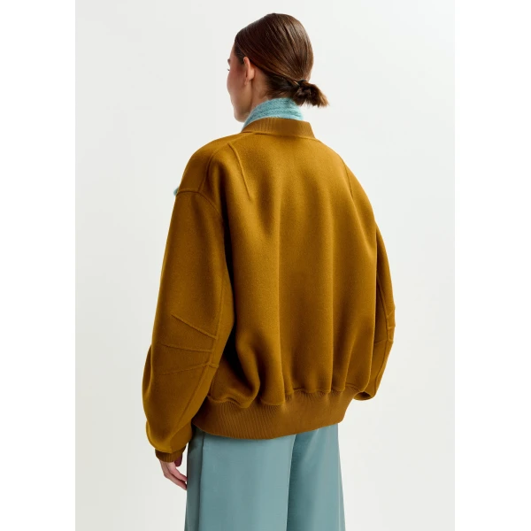Essentiel Antwerp Brown oversized wool bomber jacket - Essentiel Antwerp Jackets - Colorful Belgian Design - Shop at Luxury Shoes 