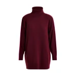 Essentiel Antwerp Burgundy and pink turtleneck wool-blend mini dress with contrast stripe - Essentiel Antwerp Dresses - Colorful Belgian Design - Shop at Luxury Shoes 