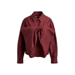 Essentiel Antwerp Burgundy bow-detailed cotton-blend shirt - Essentiel Antwerp Shirts - Colorful Belgian Design - Shop at Luxury Shoes 