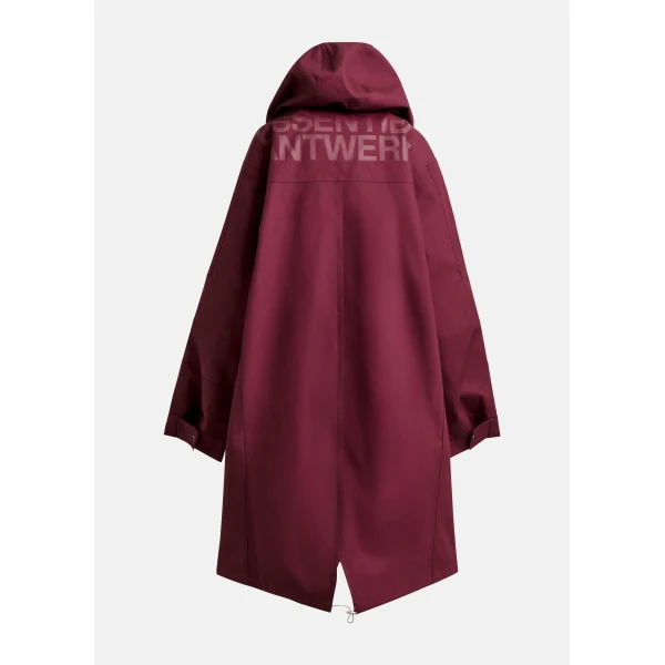 Essentiel Antwerp Burgundy hooded raincoat - Essentiel Antwerp Coats - Colorful Belgian Design - Shop at Luxury Shoes 