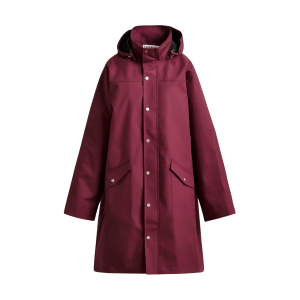 Essentiel Antwerp Burgundy hooded raincoat - Essentiel Antwerp Coats - Colorful Belgian Design - Shop at Luxury Shoes 