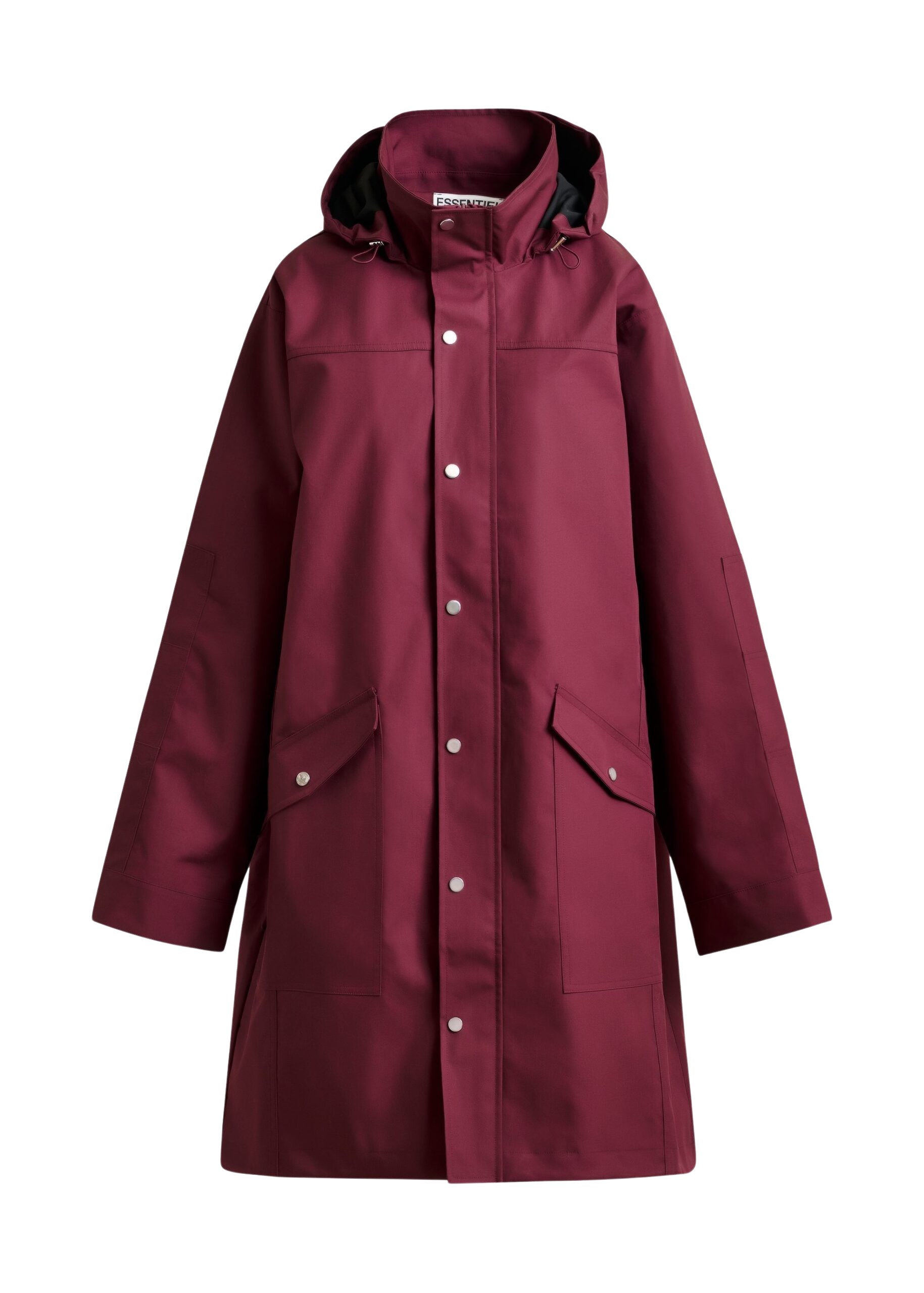 Essentiel Antwerp Burgundy hooded raincoat Coat