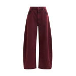 Essentiel Antwerp Burgundy overdyed organic cotton barrel-leg jeans - Essentiel Antwerp Pants - Colorful Belgian Design - Shop at Luxury Shoes 