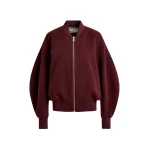 Essentiel Antwerp Burgundy oversized wool bomber jacket - Essentiel Antwerp Jackets - Colorful Belgian Design - Shop at Luxury Shoes 