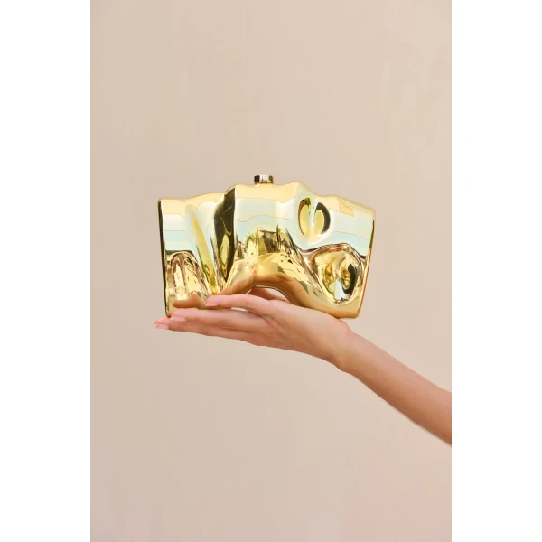 Cult Gaia Scrunch Clutch - Cult Gaia Clutch Bags - Bamboo & Acrylic Bags - Shop at Luxury Shoes 