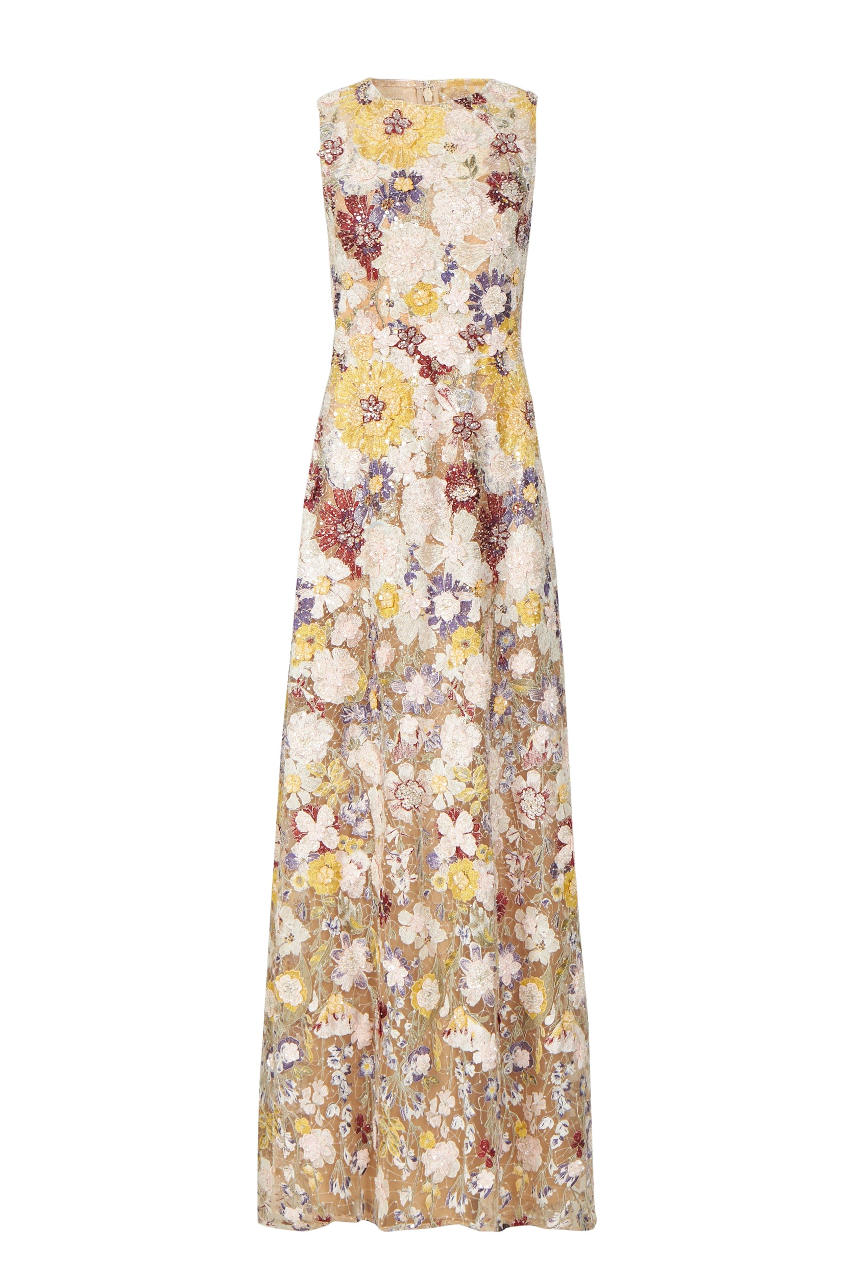 Costarellos Daphna Embroidered Gown