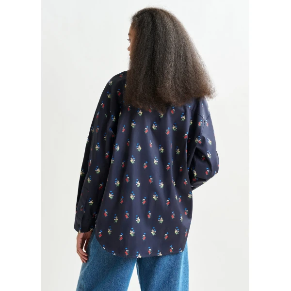 red and light blue floral-print cotton-blend shirt - Essentiel Antwerp Shirts - Colorful Belgian Design - Shop at Luxury Shoes 