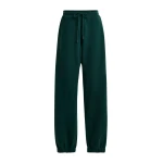 Essentiel Antwerp Dark green cotton sweatpants with E-shaped embroidery - Essentiel Antwerp Pants - Colorful Belgian Design - Shop at Luxury Shoes 