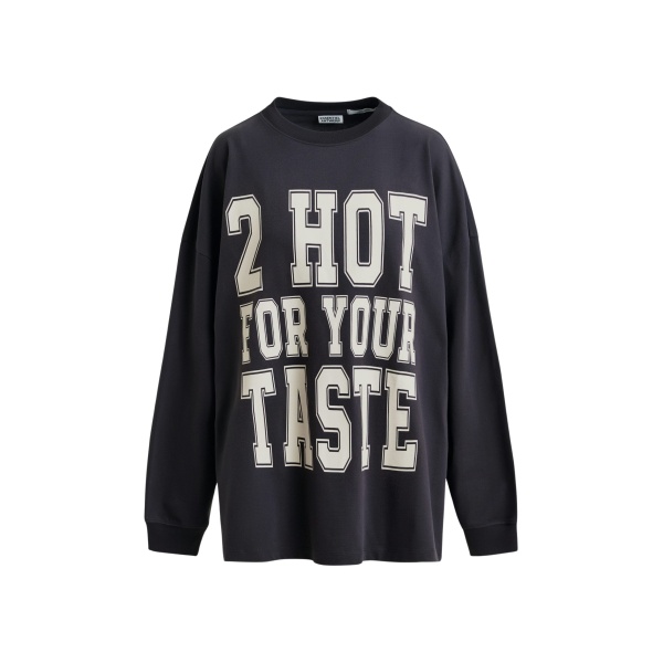 Essentiel Antwerp Dark grey and off-white printed organic cotton long-sleeve T-shirt - Essentiel Antwerp Shirts - Colorful Belgian Design - Shop at Luxury Shoes 