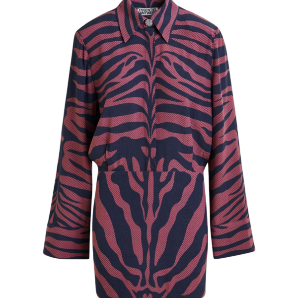 Essentiel Antwerp Dark pink and navy zebra-jacquard mini dress
