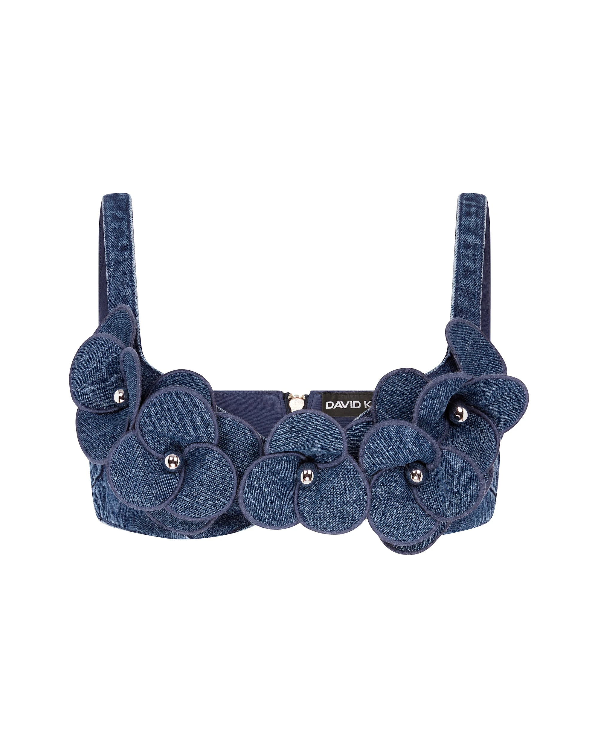 David Koma 3D Flower Denim Bra David Koma 3D Flower Denim Bra