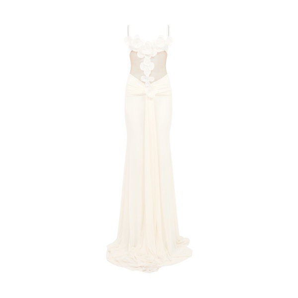 David Koma 3D Lace Flower Mesh Gown