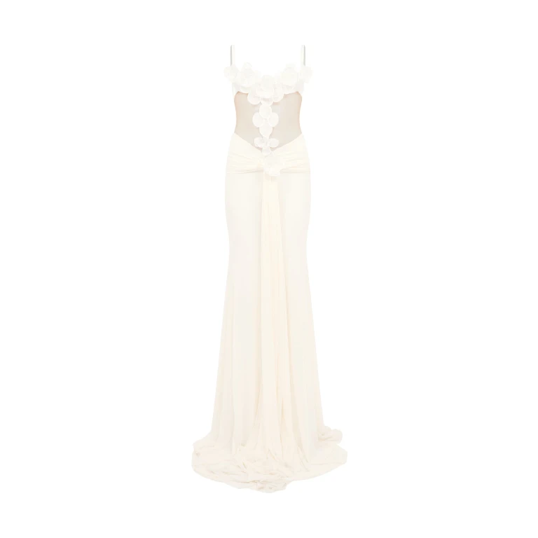 David Koma 3D Lace Flower Mesh Gown