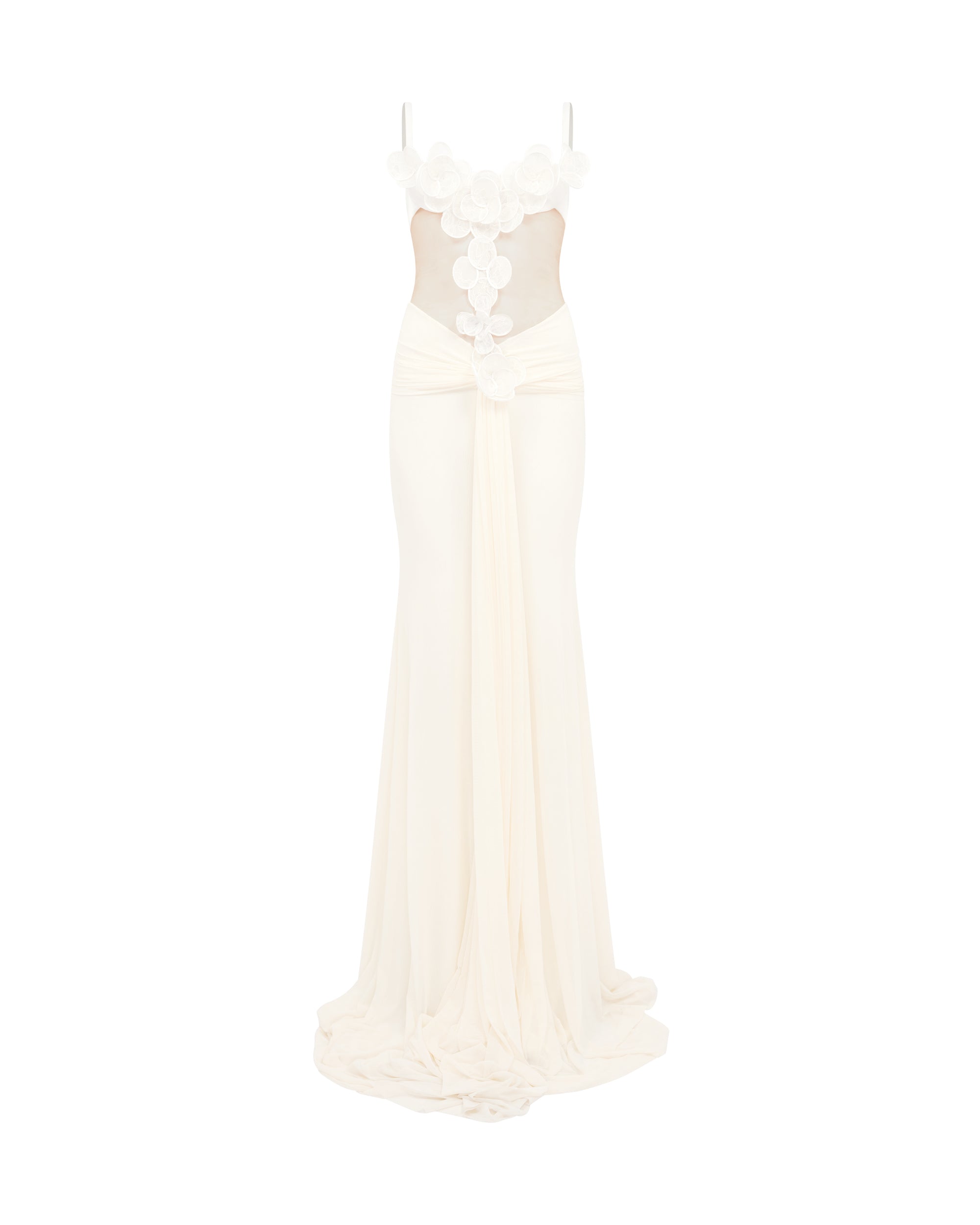 David Koma 3D Lace Flower Mesh Gown