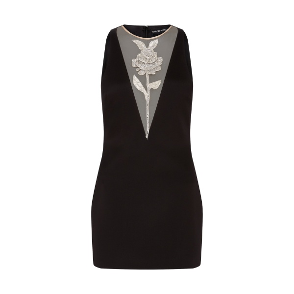 David Koma Crystal Rose Satin Mini Dress