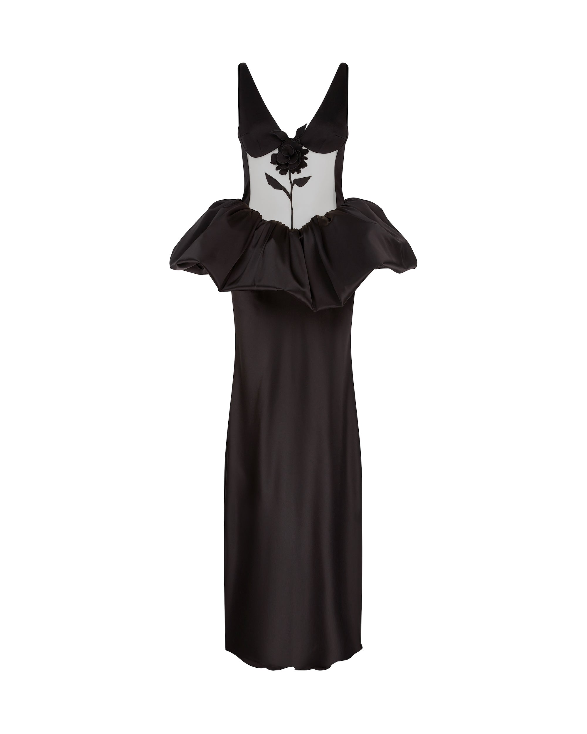 David Koma Lace Rose And Puff Skirt Detail Gown