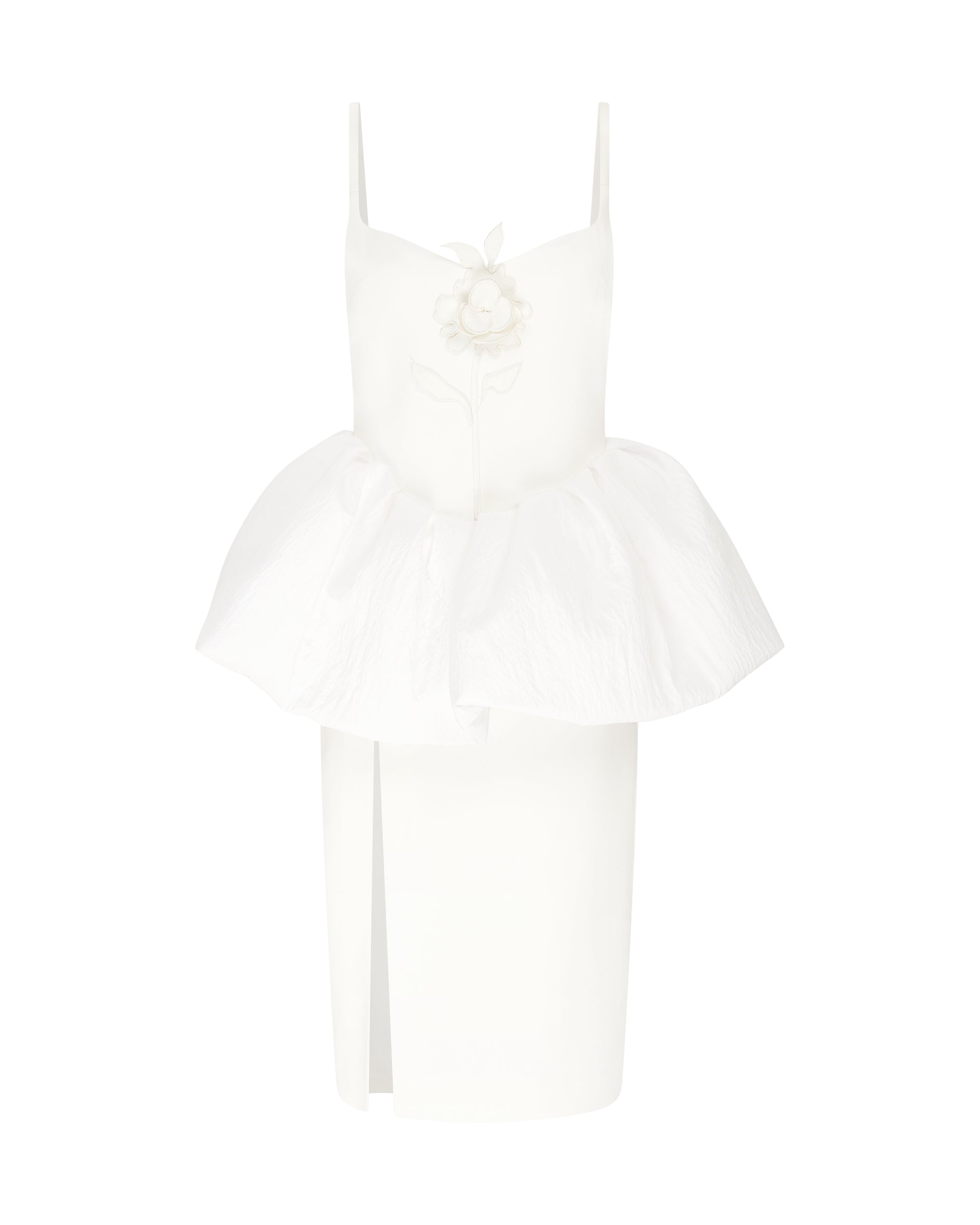David Koma Lace Rose And Puff Skirt Detail Midi Dress