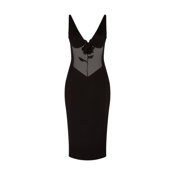 David Koma Lace Rose And Tulle Insert Midi Dress