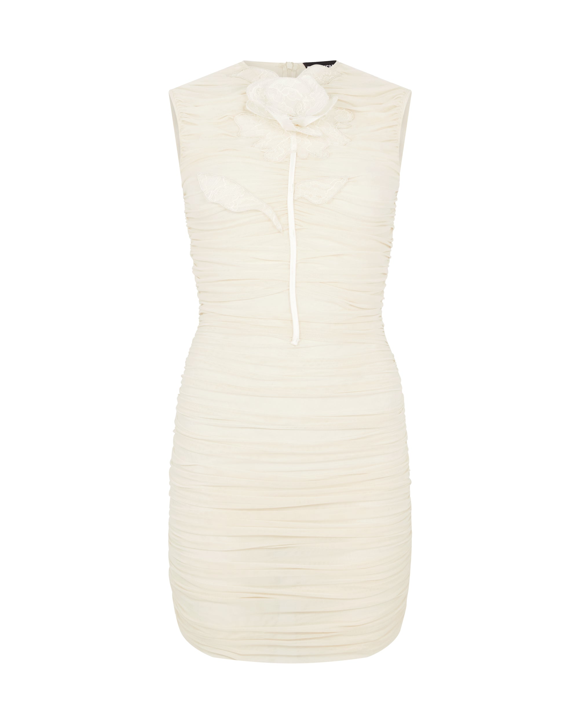 David Koma Lace Rose Embroidered Ruched Mini Dress