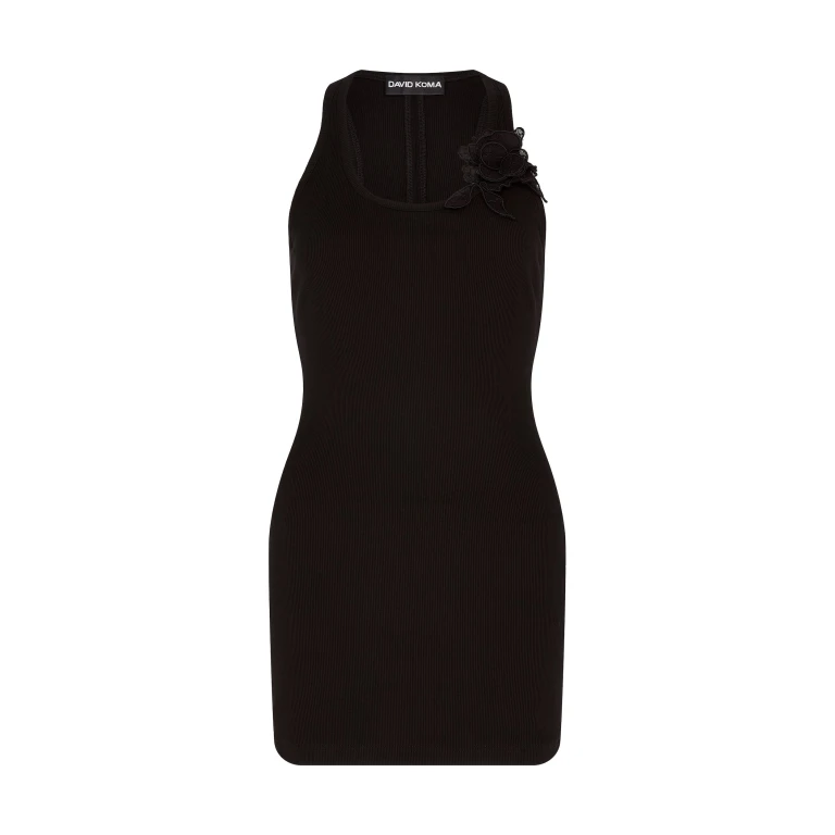 David Koma Lace Rose Embroidered Tank Mini Dress