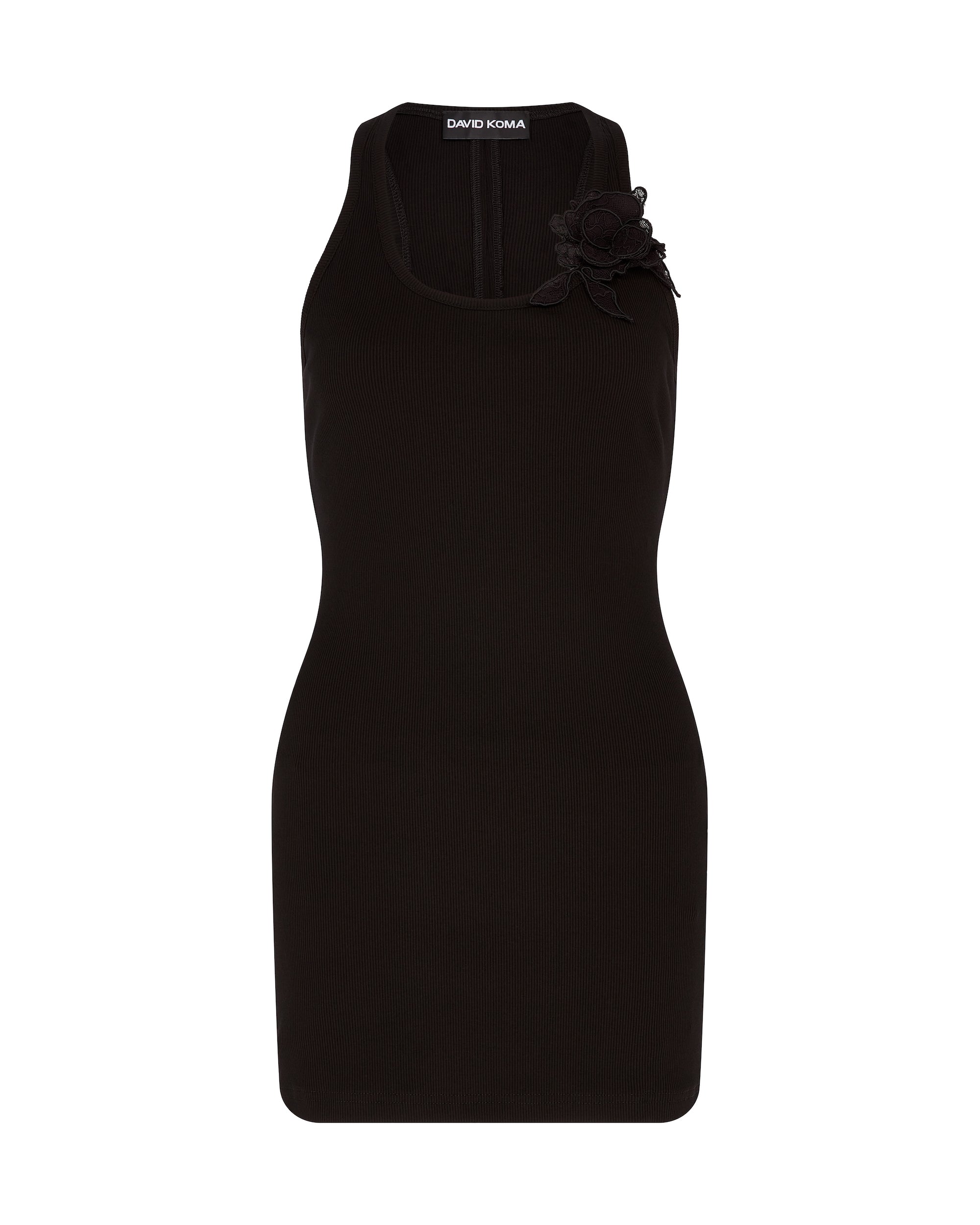 David Koma Lace Rose Embroidered Tank Mini Dress