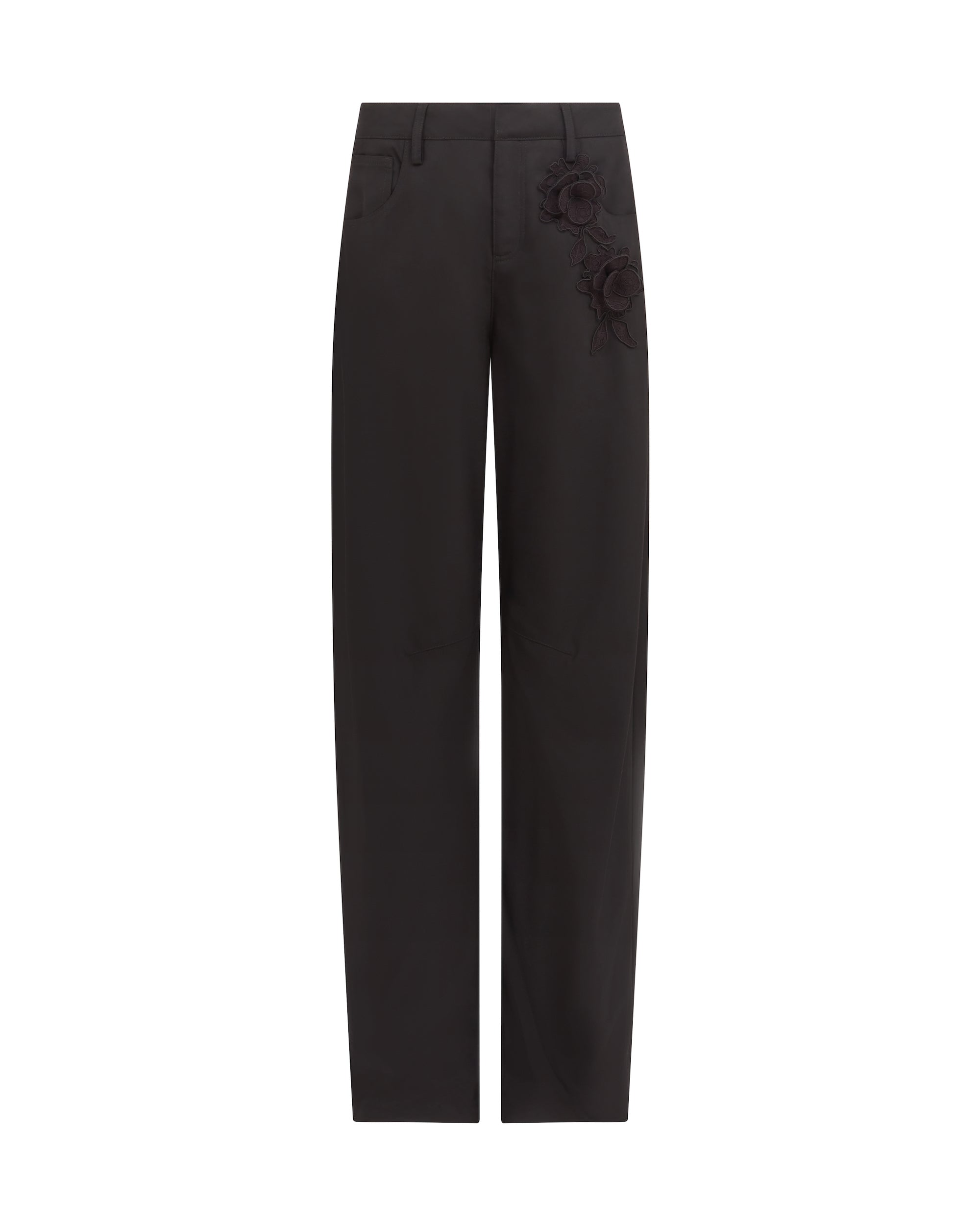 David Koma Lace Rose Embroidered Trousers In Black