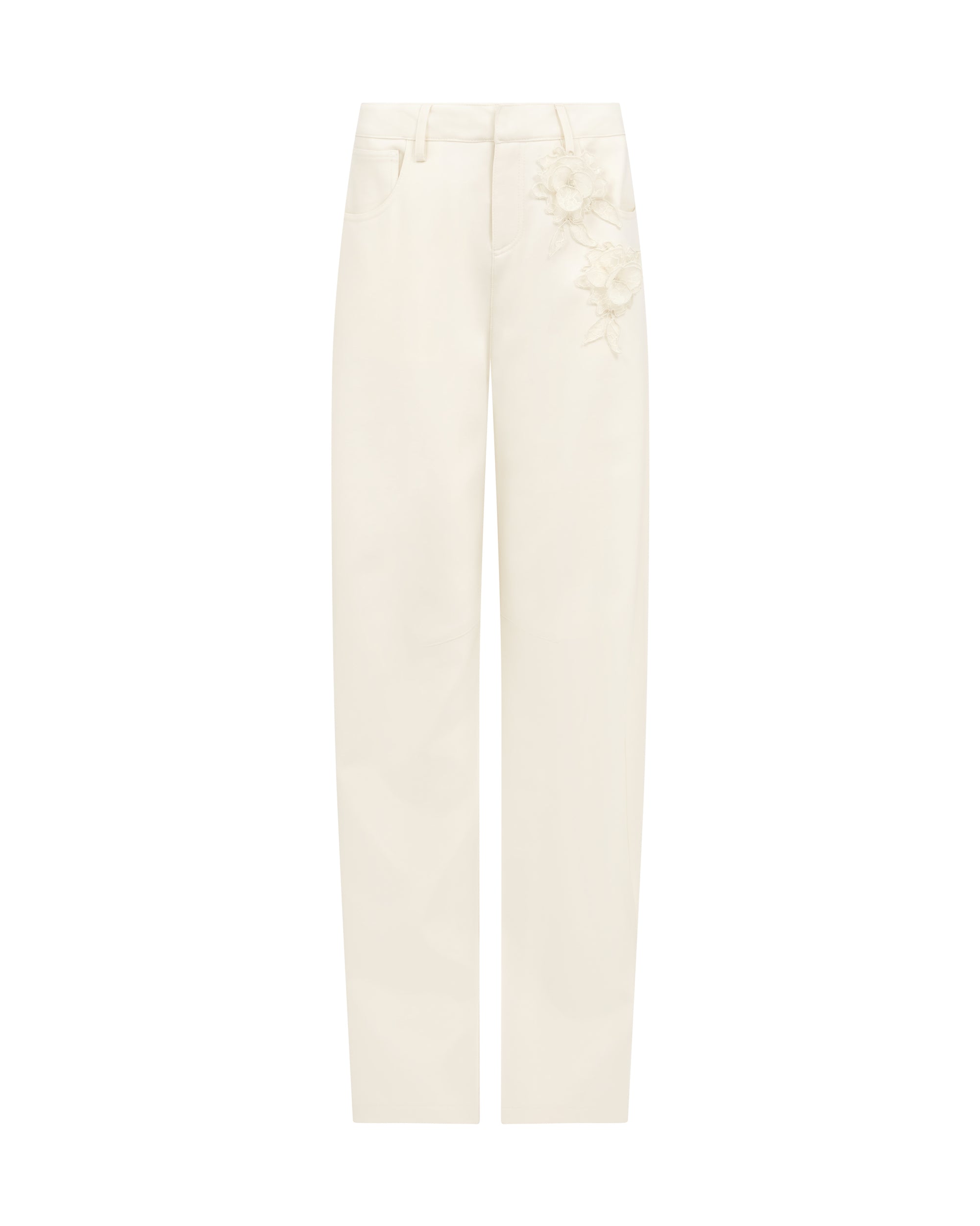 David Koma Lace Rose Embroidered Trousers In White