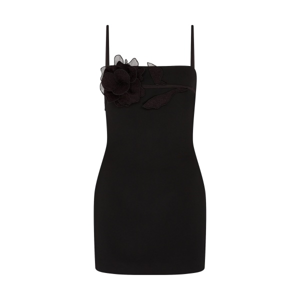 David Koma Lace Rose Strappy Mini Dress In Black