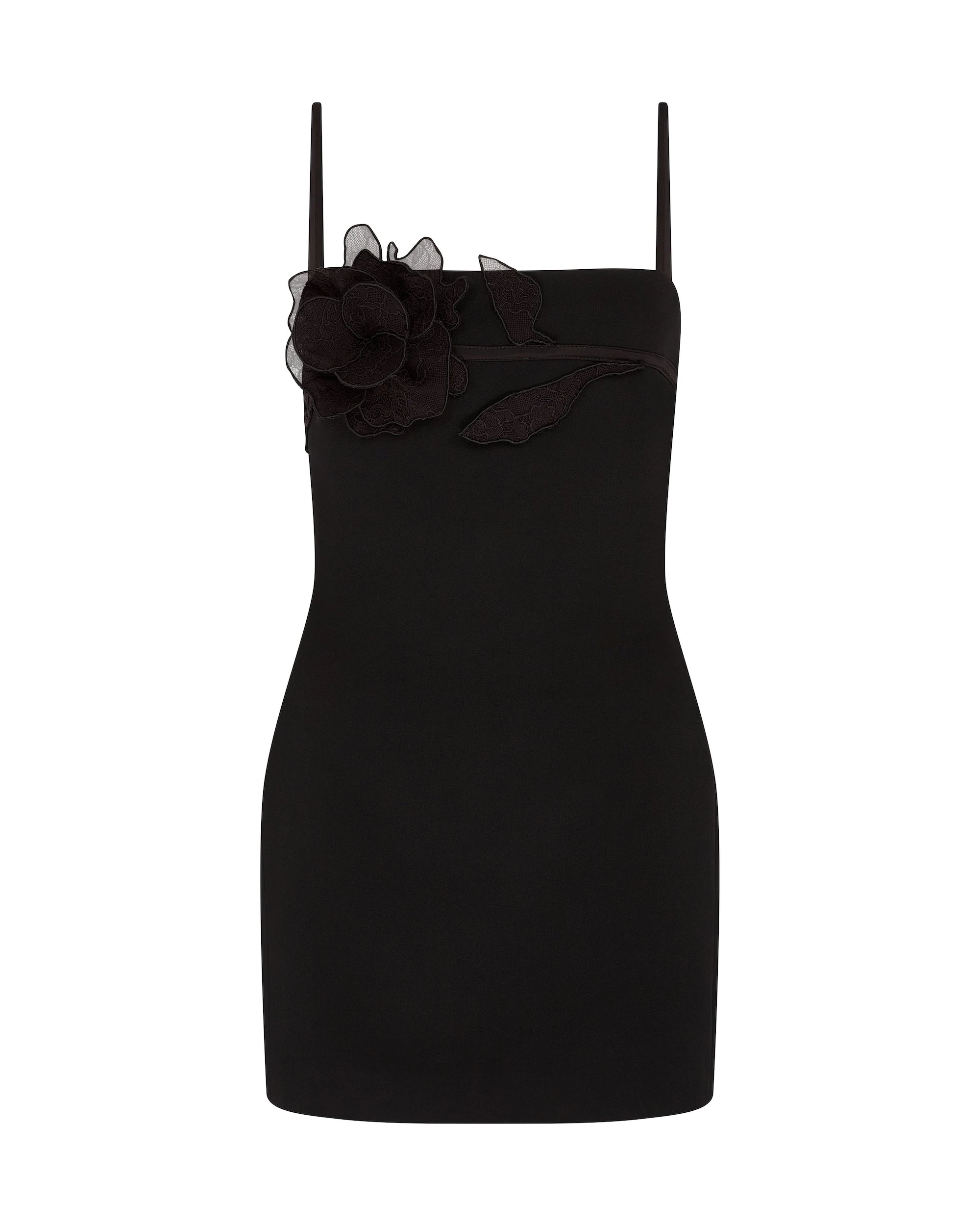David Koma Lace Rose Strappy Mini Dress In Black David Koma Lace Rose Strappy Mini Dress In Black