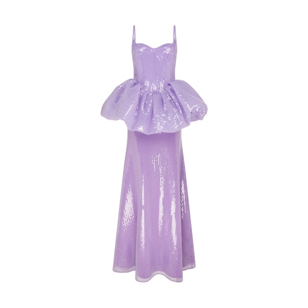 David Koma Peplum Detail Sequin Gown