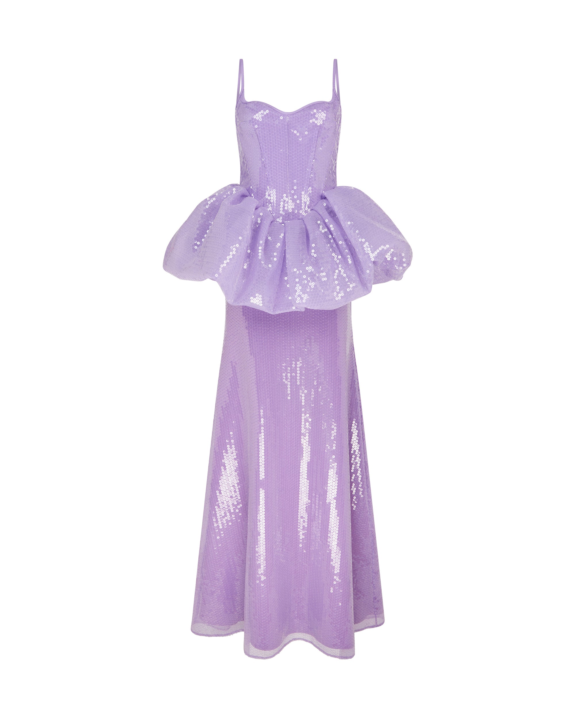 David Koma Peplum Detail Sequin Gown
