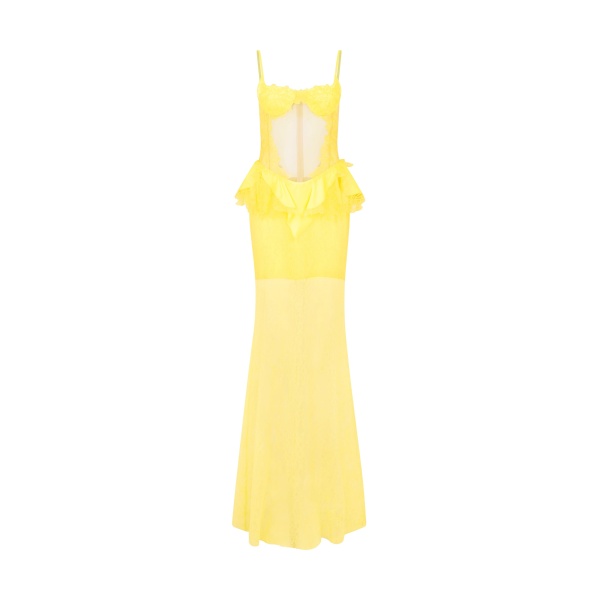David Koma Peplum Lace Gown In Yellow