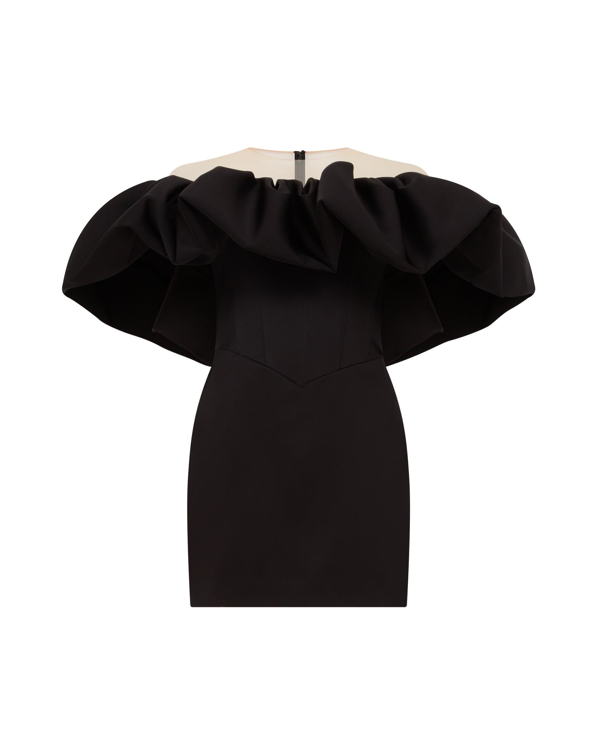 David Koma Puff Top Detail Satin Mini Dress