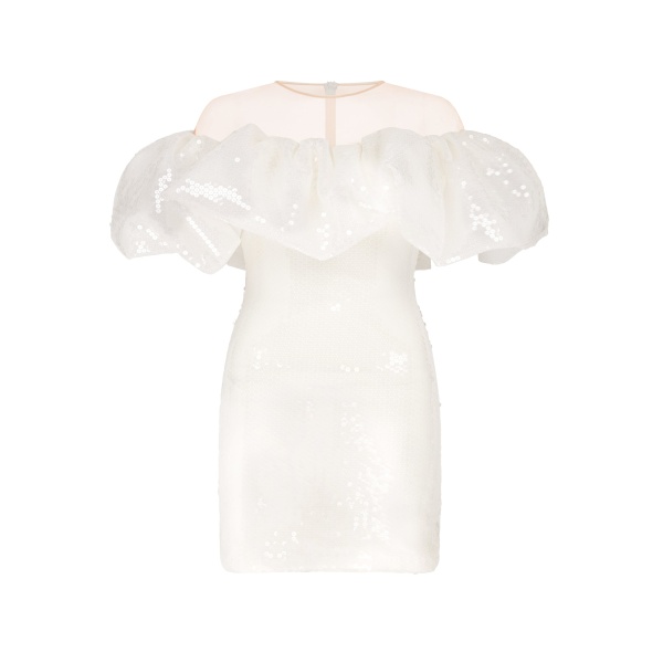 David Koma Puff Top Detail Sequin Mini Dress