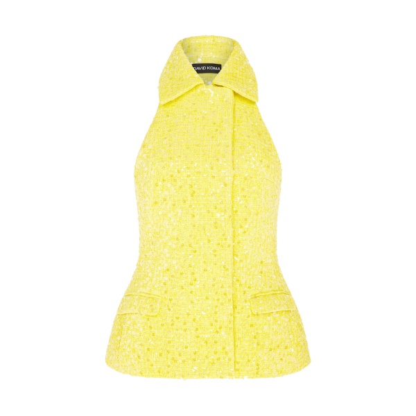 David Koma Sequin Boucle Tailored Vest Top