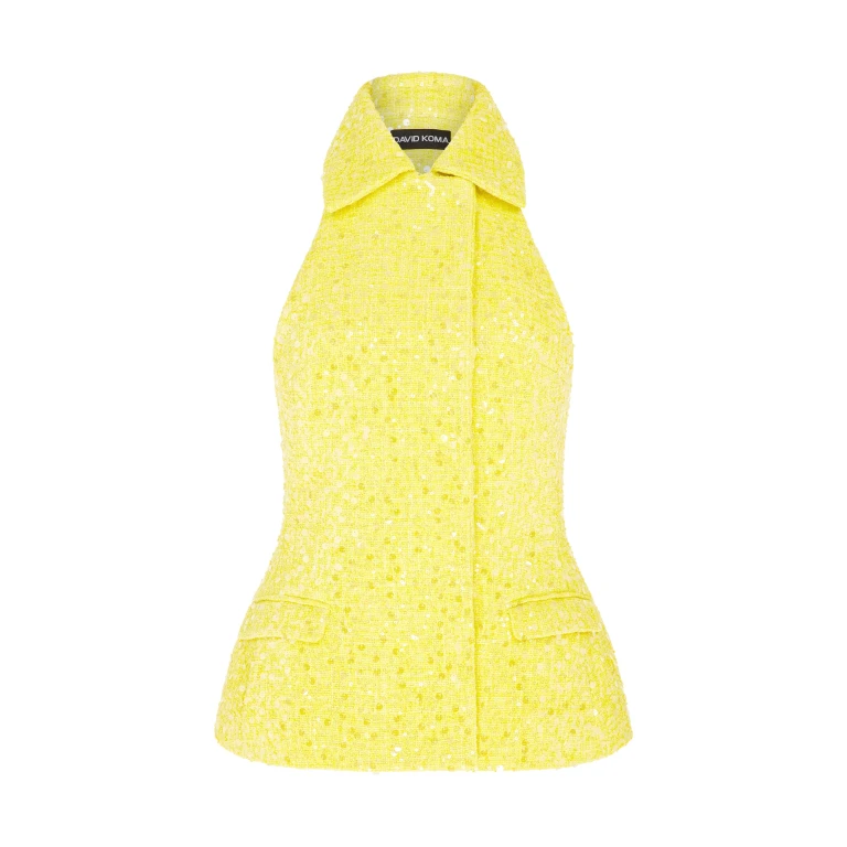 David Koma Sequin Boucle Tailored Vest Top