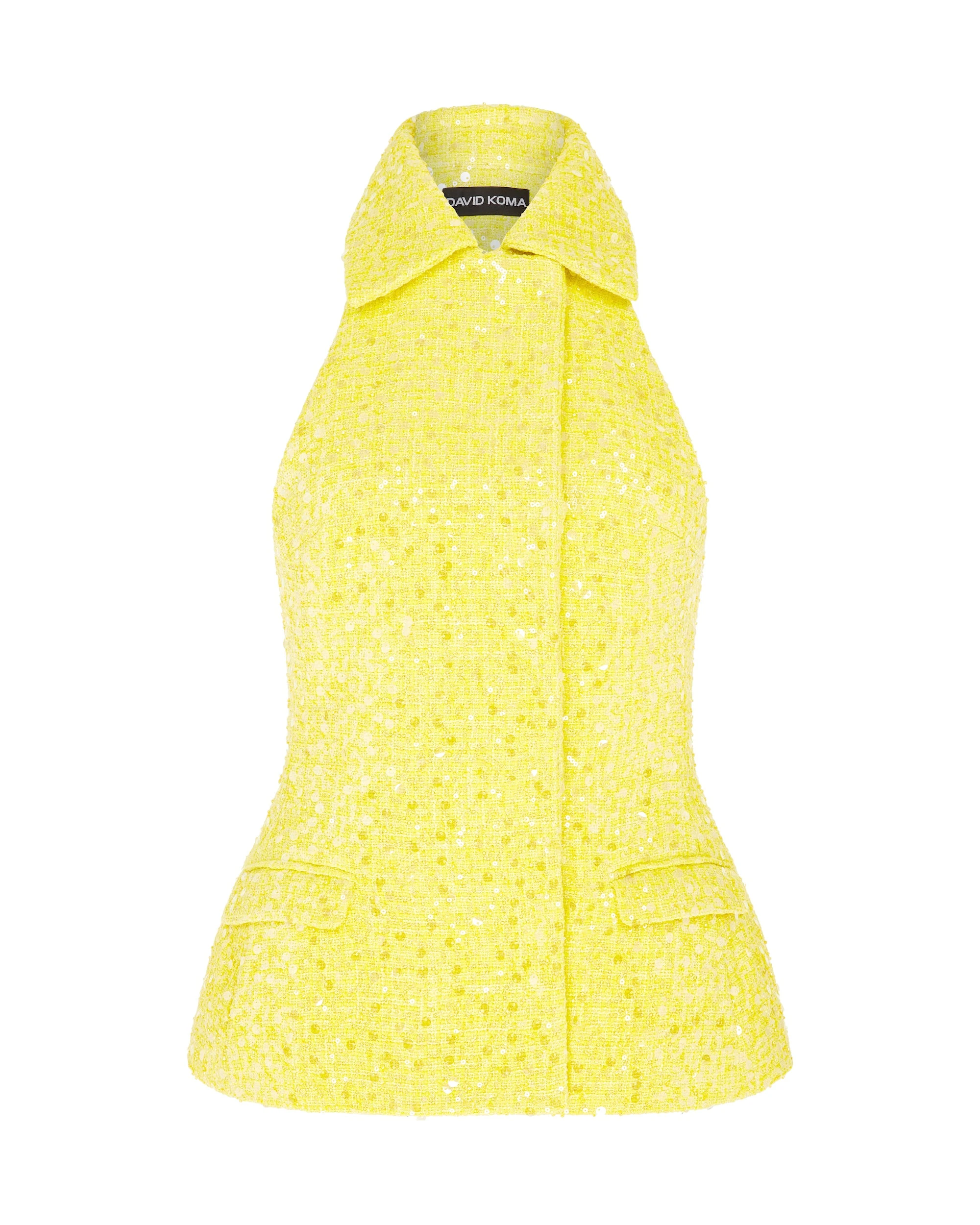 David Koma Sequin Boucle Tailored Vest Top David Koma Sequin Boucle Tailored Vest Top