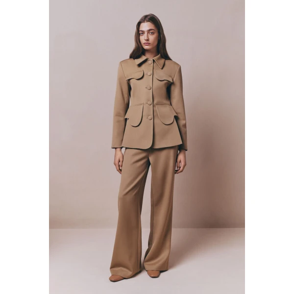 Destree Beige utility button-front jacket - Destree - Graphic Parisian Fashion - Shop at Luxury Shoes 