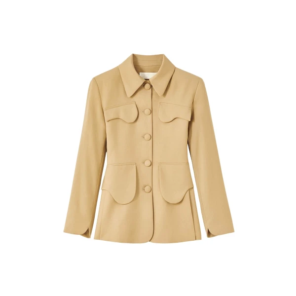 Destree Beige utility button-front jacket - Destree - Graphic Parisian Fashion - Shop at Luxury Shoes 