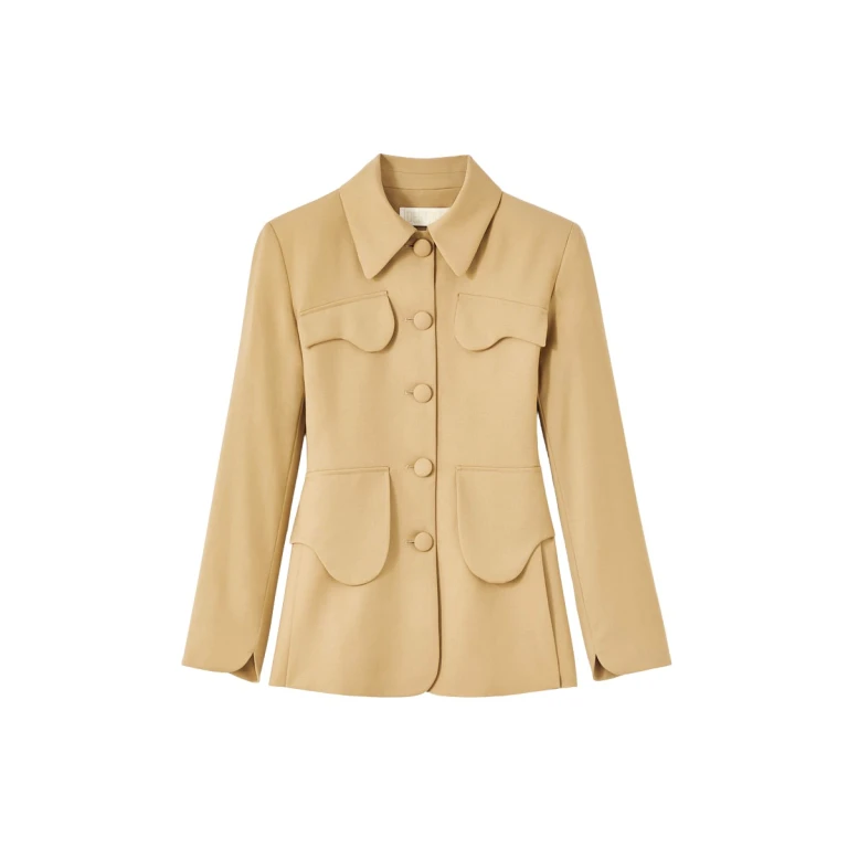Destree Beige utility button-front jacket - Destree - Graphic Parisian Fashion - Shop at Luxury Shoes 