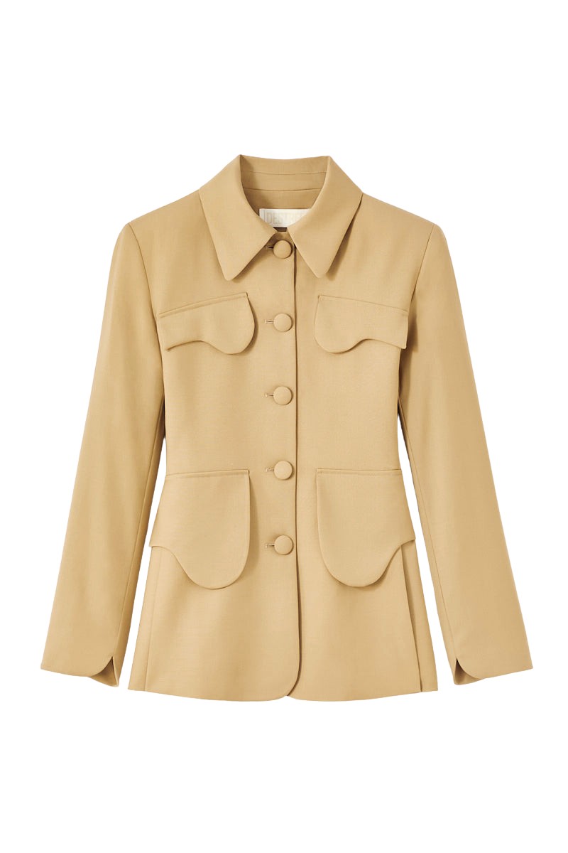 Destree Beige utility button-front jacket - Destree - Graphic Parisian Fashion - Shop at Luxury Shoes 