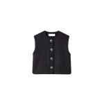 Destree Black buttoned virgin wool sleeveless vest - Destree - Graphic Parisian Fashion - Shop at Luxury Shoes 