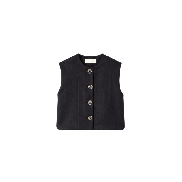 Destree Black buttoned virgin wool sleeveless vest - Destree - Graphic Parisian Fashion - Shop at Luxury Shoes 