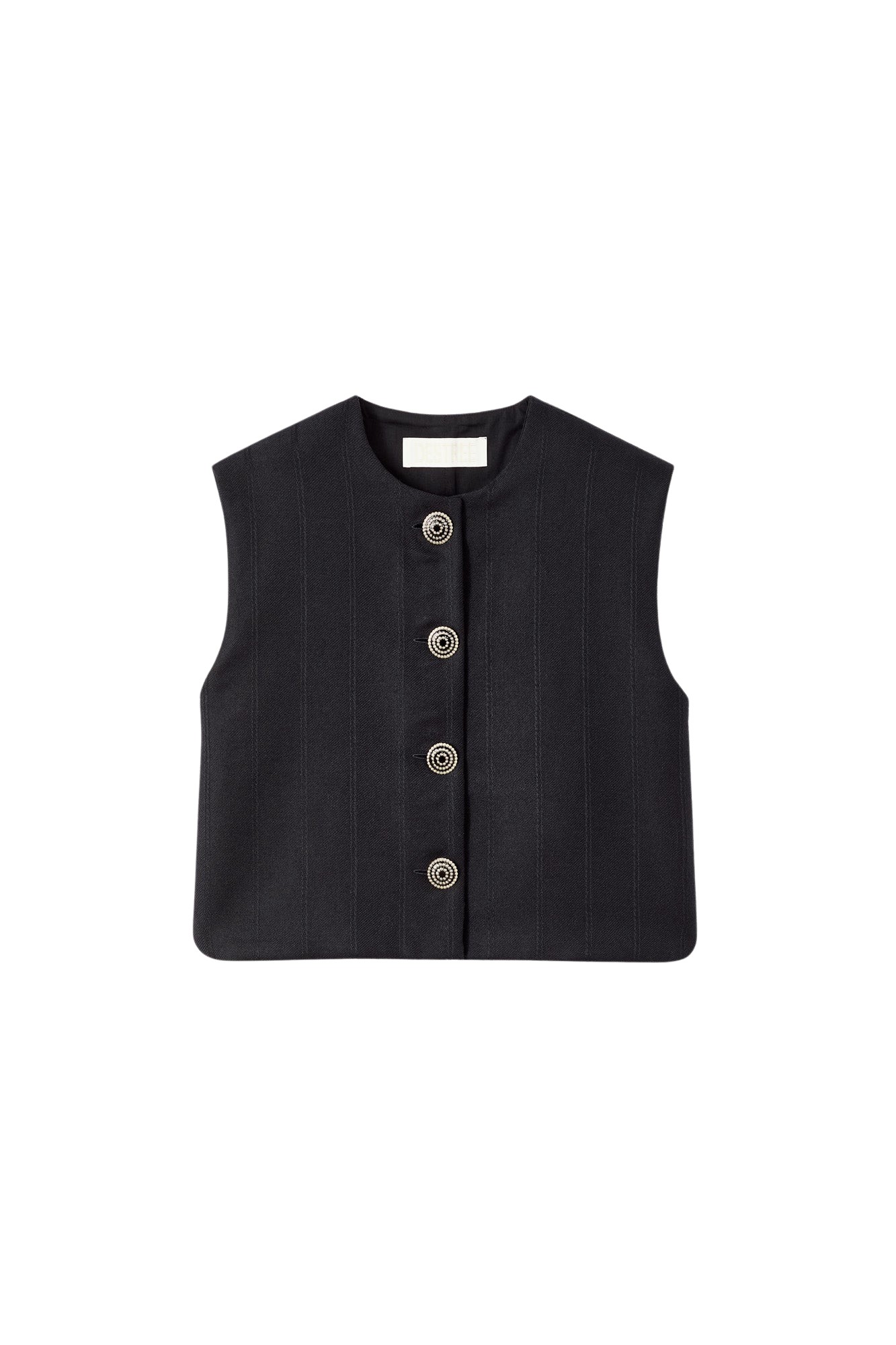Destree Black buttoned virgin wool sleeveless vest - Destree - Graphic Parisian Fashion - Shop at Luxury Shoes 