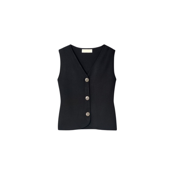 Destree Black merino wool vest - Destree - Graphic Parisian Fashion - Shop at Luxury Shoes 