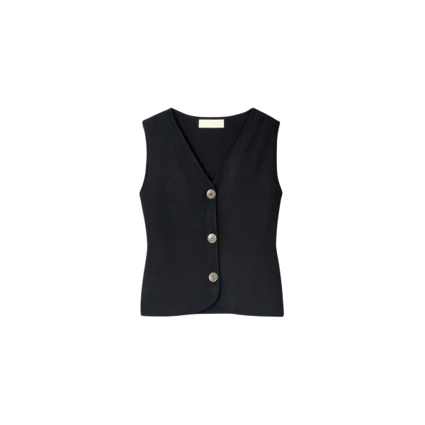 Destree Black merino wool vest - Destree - Graphic Parisian Fashion - Shop at Luxury Shoes 