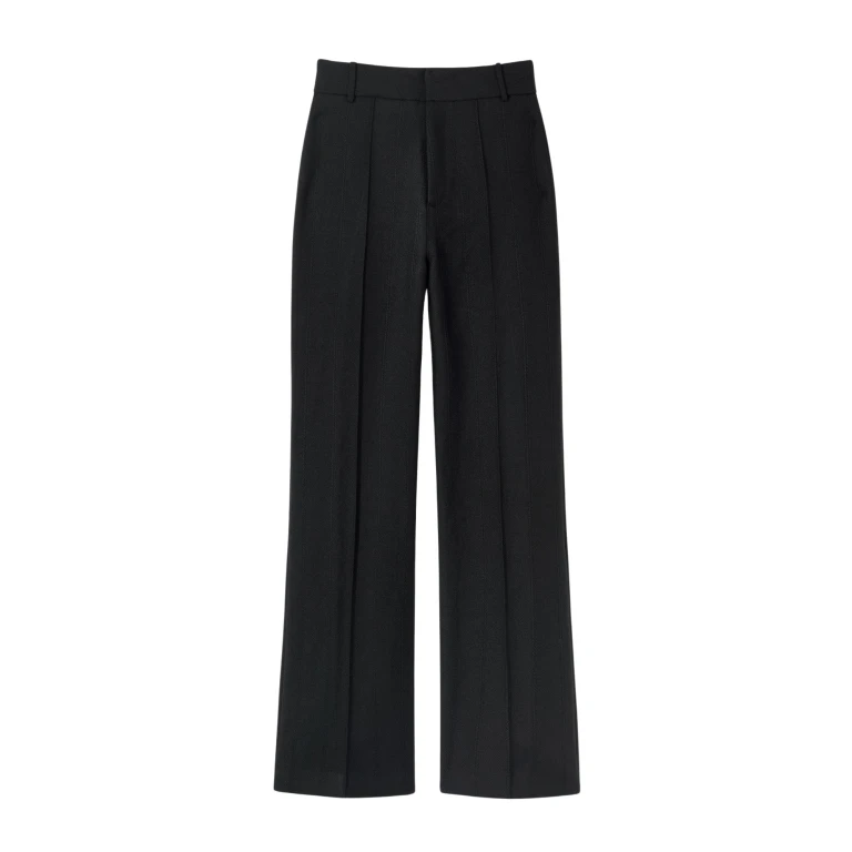 Destree Black stripe wool straight pants - Destree - Graphic Parisian Fashion - Shop at Luxury Shoes 